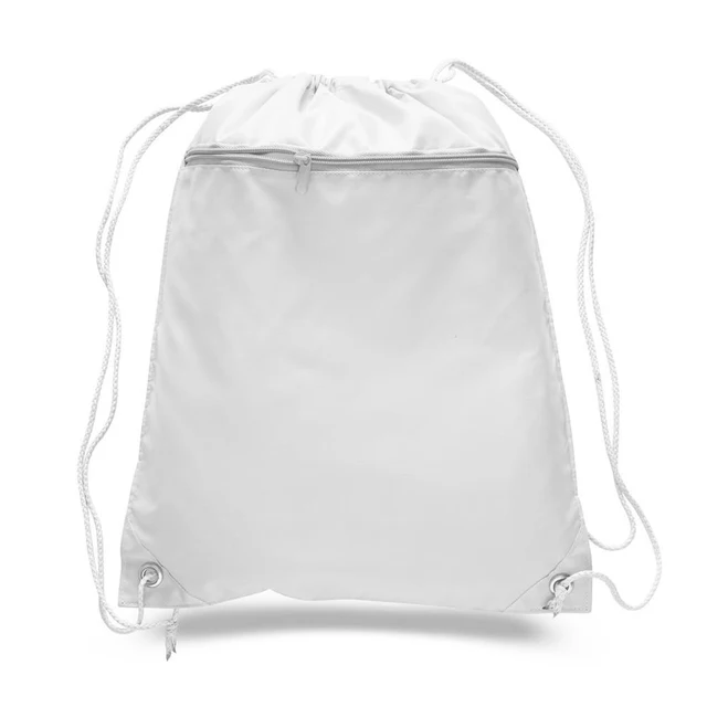 Polyester Value -Kordelzugbeutel mit vorderer Reißverschluss in Tasche